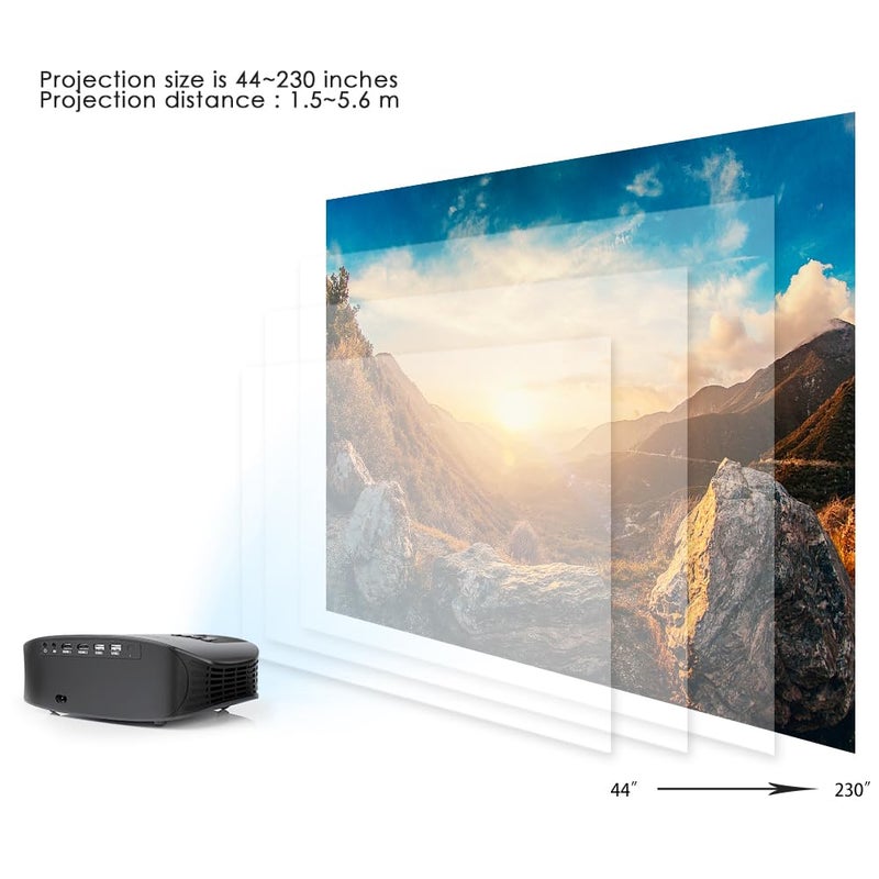 GooDee Projector, 2023 Dolby Native 1080P Video Projector, 15000L Outdoor Movie Projector, 230" Supported Home Projector, Compatible with Fire TV Stick, PS4, HDMI, VGA, AV and USB, Black (YG600) - Image 5